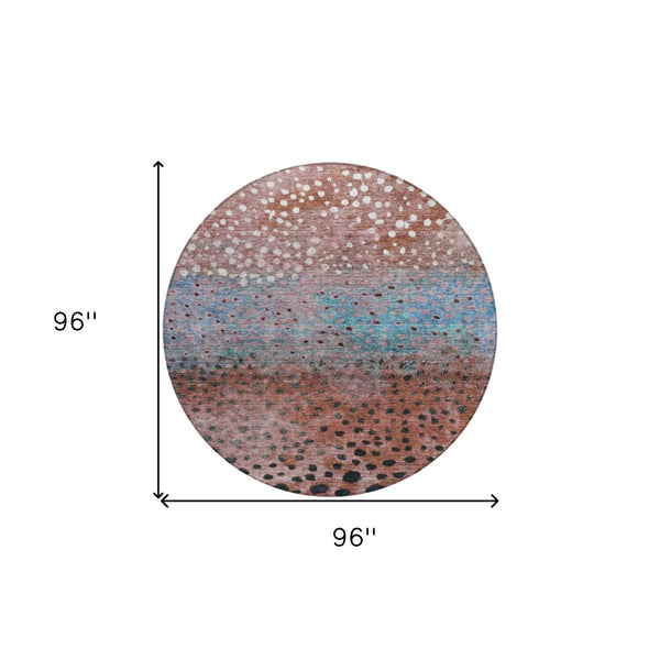 Homeroots 3' Stylish Artichoke Green Abstract Washable Area Rug For Indoor And Outdoor Spaces, Durable Design 8' Round Polyester 603097