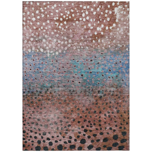 HomeRoots 5' Terra Cotta Blue and Black Abstract Area Rug - Stylish, Washable, Perfect for Indoor & Outdoor Spaces 8' X 10' 603098