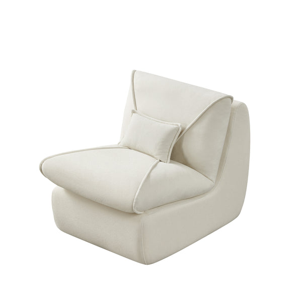 English Elm Compressed Lounge Chair with Ottoman - Space-Saving Chenille Upholstered Sofa, High-Density Foam Comfort Beige W1036P251827