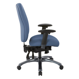OSP Home Furnishings Multi-function Ergonomic High Back Office Chair with Lumbar Support and Titanium Base High Blue 8511-R105