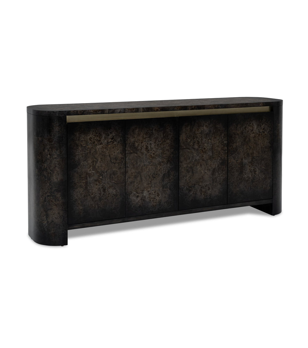 Basset Mirror Langford Server - Modern Solid Wood Design With Elegant Olive-ash Burl, Adjustable Shelves & Style Black Rubberwood,Mdf,Mappa Veneer 6031-dr-576