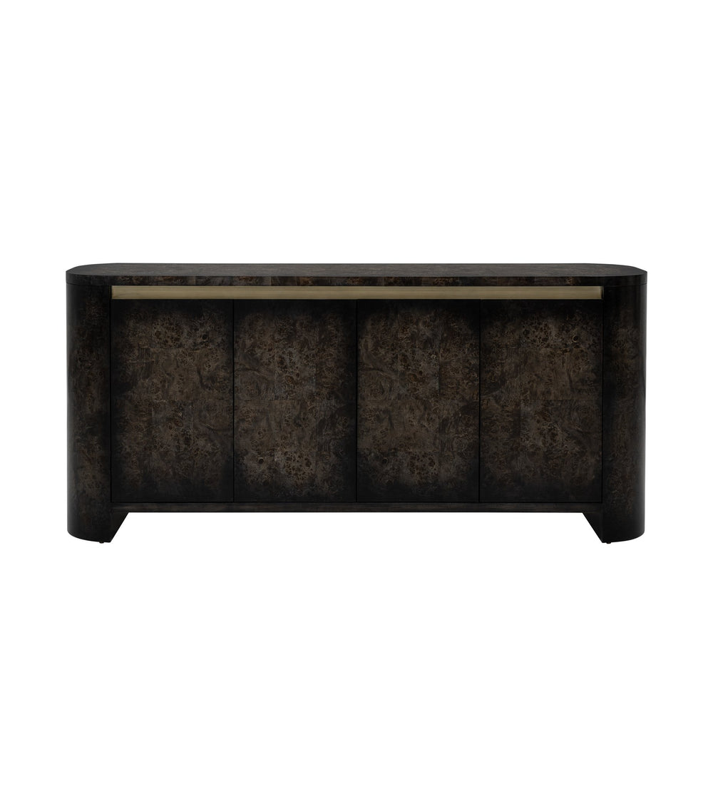 Basset Mirror Langford Server - Modern Solid Wood Design With Elegant Olive-ash Burl, Adjustable Shelves & Style Black Rubberwood,Mdf,Mappa Veneer 6031-dr-576