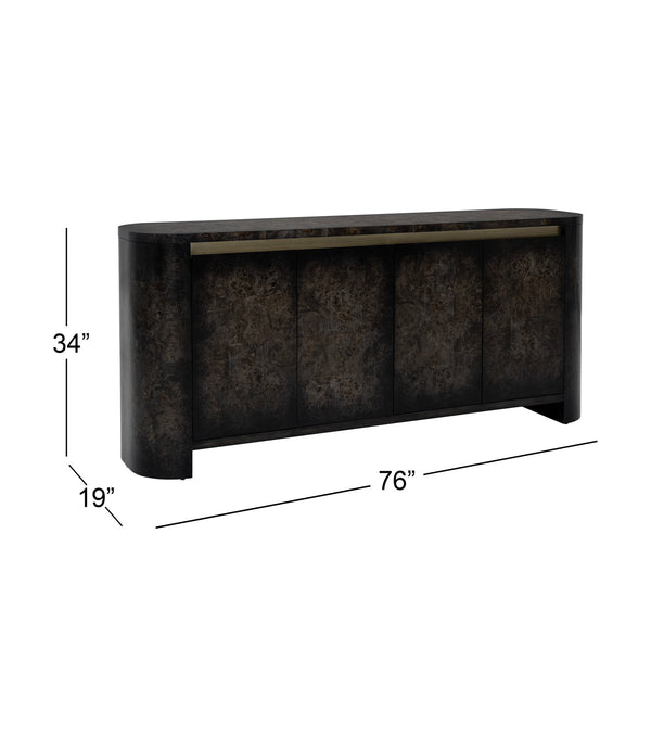 Basset Mirror Langford Server - Modern Solid Wood Design With Elegant Olive-ash Burl, Adjustable Shelves & Style Black Rubberwood,Mdf,Mappa Veneer 6031-dr-576