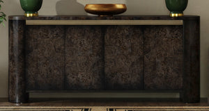 Basset Mirror Langford Server - Modern Solid Wood Design With Elegant Olive-ash Burl, Adjustable Shelves & Style Black Rubberwood,Mdf,Mappa Veneer 6031-dr-576