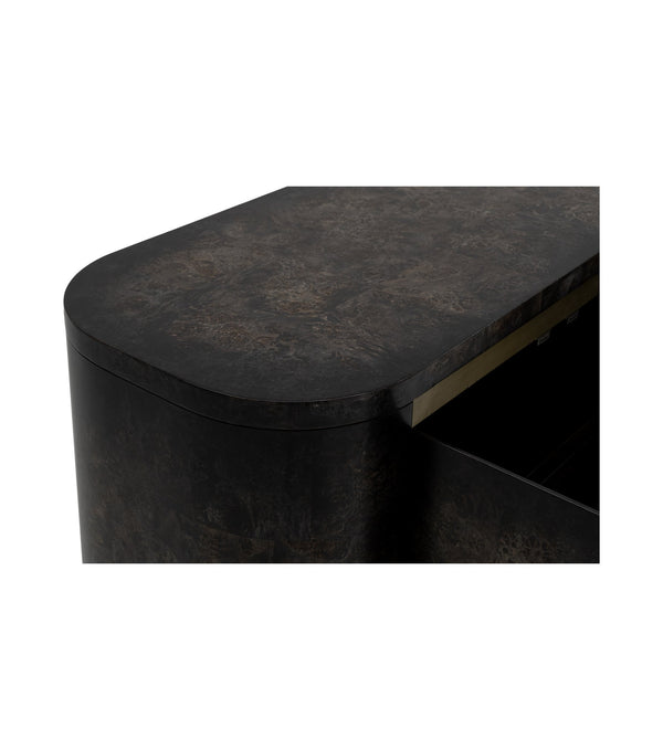 Basset Mirror Langford Server - Modern Solid Wood Design With Elegant Olive-ash Burl, Adjustable Shelves & Style Black Rubberwood,Mdf,Mappa Veneer 6031-dr-576