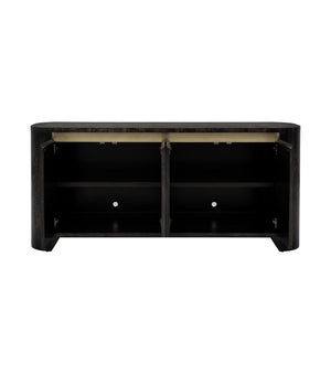 Basset Mirror Langford Server - Modern Solid Wood Design With Elegant Olive-ash Burl, Adjustable Shelves & Style Black Rubberwood,Mdf,Mappa Veneer 6031-dr-576