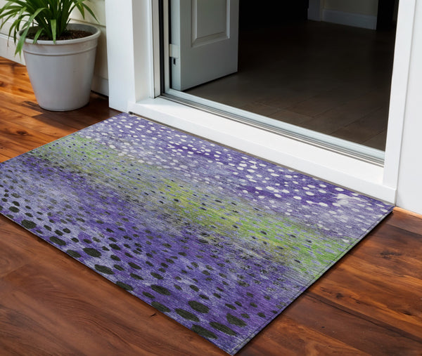 Homeroots 3' Stylish Artichoke Green Abstract Washable Area Rug For Indoor And Outdoor Spaces, Durable Design 3' X 5' Polyester 603101