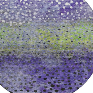 Homeroots 3' Stylish Artichoke Green Abstract Washable Area Rug For Indoor And Outdoor Spaces, Durable Design 8' Round Polyester 603103