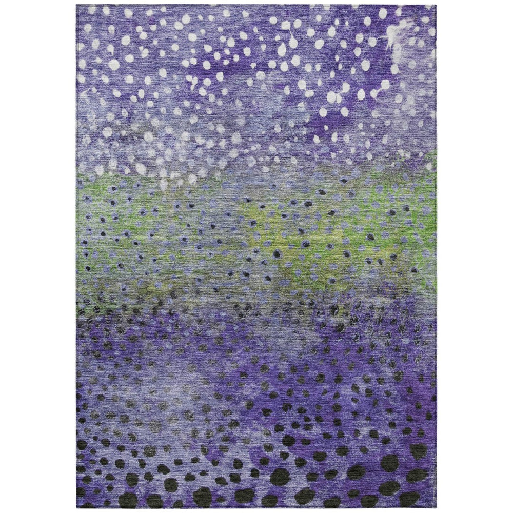 HomeRoots 5' Abstract Indoor Outdoor Area Rug in Vibrant Purple, Green & Black – Stylish, Durable & Washable! 10' X 14' 603106