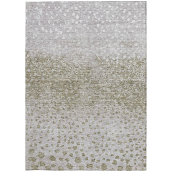 Homeroots 3' Stylish Artichoke Green Abstract Washable Area Rug For Indoor And Outdoor Spaces, Durable Design 5' X 8' Polyester 603108