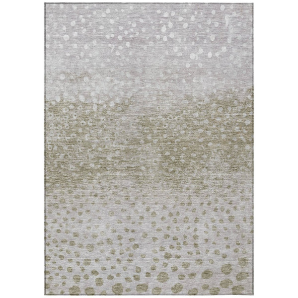 HomeRoots 5' Abstract Taupe Green and Ivory Washable Area Rug for Indoor and Outdoor Use - Durable Style 5' X 8' 603108