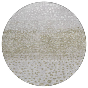 HomeRoots 5' Abstract Taupe Green and Ivory Washable Area Rug for Indoor and Outdoor Use - Durable Style 8' Round 603109