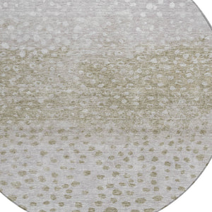 Homeroots 3' Stylish Artichoke Green Abstract Washable Area Rug For Indoor And Outdoor Spaces, Durable Design 8' Round Polyester 603109