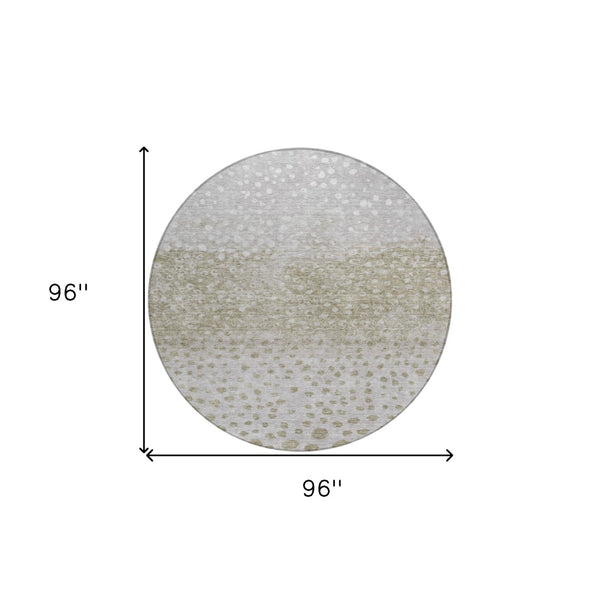 Homeroots 3' Stylish Artichoke Green Abstract Washable Area Rug For Indoor And Outdoor Spaces, Durable Design 8' Round Polyester 603109