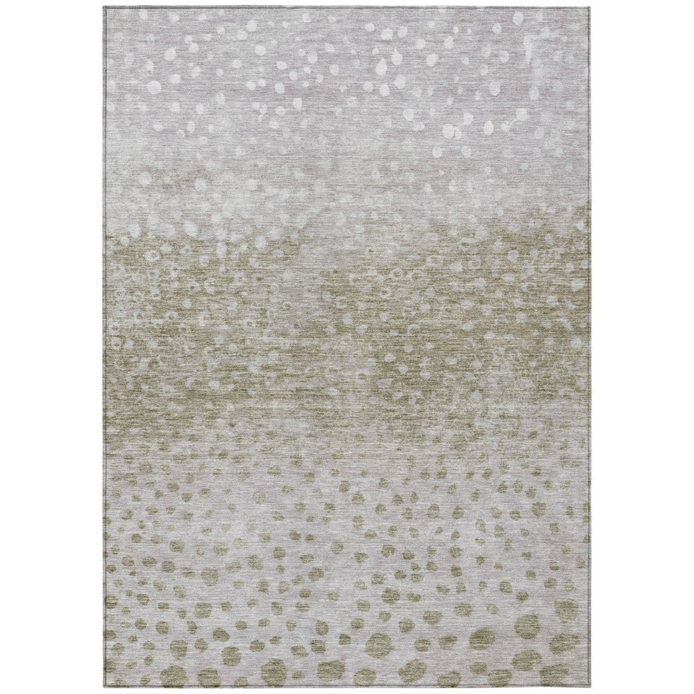 HomeRoots 9' X 12' Abstract Washable Area Rug in Taupe Green & Ivory - Durable, Stylish for Indoor & Outdoor Use 603111