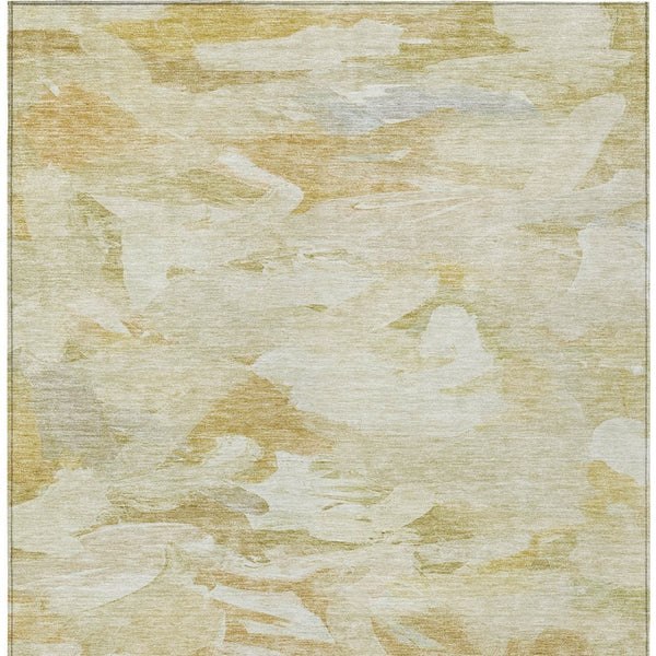 Homeroots 3' Beige Green Brown Abstract Washable Area Rug - Perfect For Indoor And Outdoor Spaces, Durable Design 3' X 5' Polyester 603113