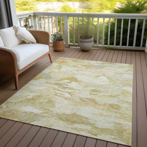 Homeroots 3' Beige Green Brown Abstract Washable Area Rug - Perfect For Indoor And Outdoor Spaces, Durable Design 3' X 5' Polyester 603113