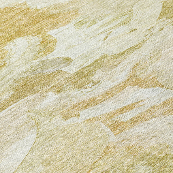 Homeroots 3' Beige Green Brown Abstract Washable Area Rug - Perfect For Indoor And Outdoor Spaces, Durable Design 8' Round Polyester 603115