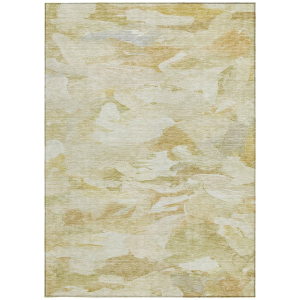 Homeroots 3' Beige Green Brown Abstract Washable Area Rug - Perfect For Indoor And Outdoor Spaces, Durable Design 8' X 10' Polyester 603116