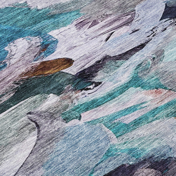 Homeroots 3' Beige Green Brown Abstract Washable Area Rug - Perfect For Indoor And Outdoor Spaces, Durable Design 3' X 5' Polyester 603119