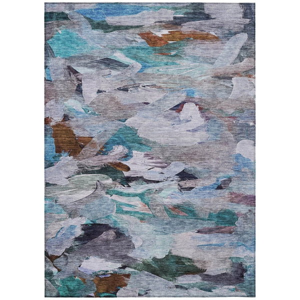 HomeRoots 9' Modern Abstract Blue-Gray & Brown Washable Area Rug for Indoor & Outdoor Spaces, Durable Design 603123