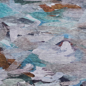 Homeroots 3' Beige Green Brown Abstract Washable Area Rug - Perfect For Indoor And Outdoor Spaces, Durable Design 9' X 12' Polyester 603123