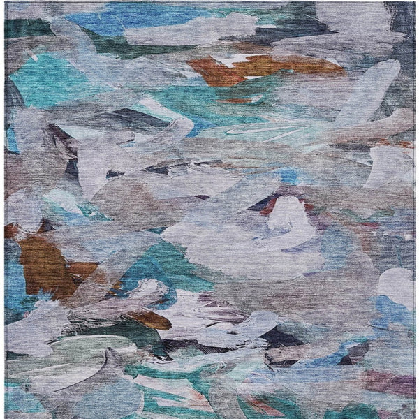 Homeroots 3' Beige Green Brown Abstract Washable Area Rug - Perfect For Indoor And Outdoor Spaces, Durable Design 10' X 14' Polyester 603124