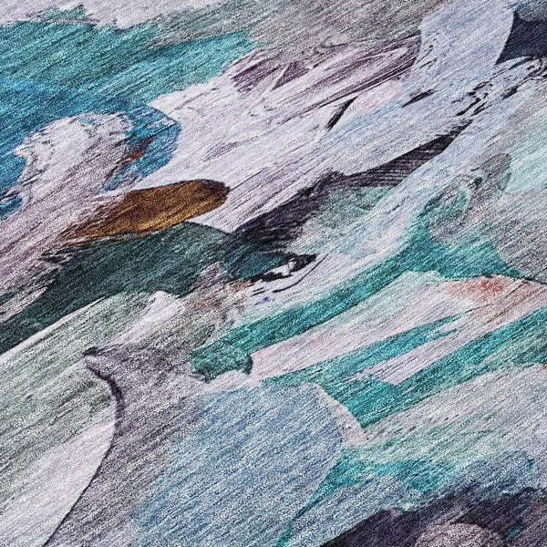 Homeroots 3' Beige Green Brown Abstract Washable Area Rug - Perfect For Indoor And Outdoor Spaces, Durable Design 10' X 14' Polyester 603124