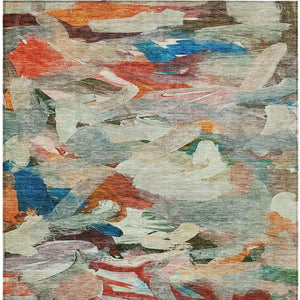 Homeroots 3' Beige Green Brown Abstract Washable Area Rug - Perfect For Indoor And Outdoor Spaces, Durable Design 9' X 12' Polyester 603129