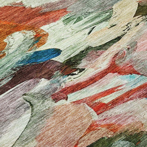 Homeroots 3' Beige Green Brown Abstract Washable Area Rug - Perfect For Indoor And Outdoor Spaces, Durable Design 9' X 12' Polyester 603129