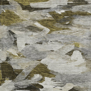 Homeroots 3' Beige Green Brown Abstract Washable Area Rug - Perfect For Indoor And Outdoor Spaces, Durable Design 5' X 8' Polyester 603132