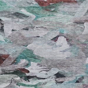 Homeroots 3' Beige Green Brown Abstract Washable Area Rug - Perfect For Indoor And Outdoor Spaces, Durable Design 8' X 10' Polyester 603140