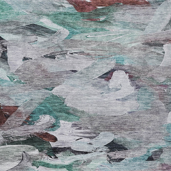 Homeroots 3' Beige Green Brown Abstract Washable Area Rug - Perfect For Indoor And Outdoor Spaces, Durable Design 8' X 10' Polyester 603140