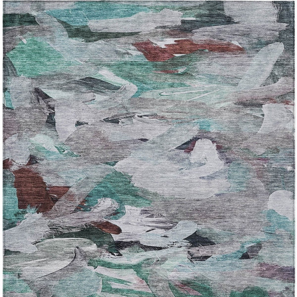 Homeroots 3' Beige Green Brown Abstract Washable Area Rug - Perfect For Indoor And Outdoor Spaces, Durable Design 9' X 12' Polyester 603141