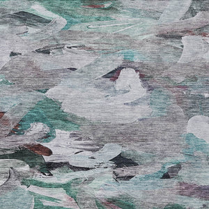 Homeroots 3' Beige Green Brown Abstract Washable Area Rug - Perfect For Indoor And Outdoor Spaces, Durable Design 9' X 12' Polyester 603141