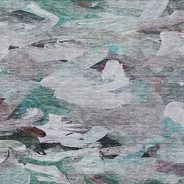 Homeroots 3' Beige Green Brown Abstract Washable Area Rug - Perfect For Indoor And Outdoor Spaces, Durable Design 9' X 12' Polyester 603141