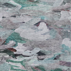 Homeroots 3' Beige Green Brown Abstract Washable Area Rug - Perfect For Indoor And Outdoor Spaces, Durable Design 10' X 14' Polyester 603142