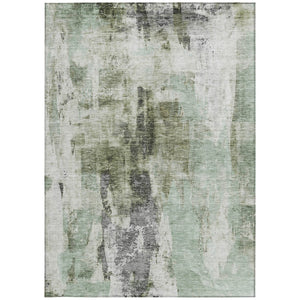 Homeroots 3' Stylish Mint Green And Gray Abstract Washable Area Rug For Indoor And Outdoor Spaces 5' X 8' Polyester 603144