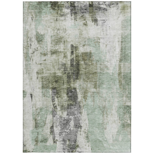 Homeroots 3' Stylish Mint Green And Gray Abstract Washable Area Rug For Indoor And Outdoor Spaces 5' X 8' Polyester 603144