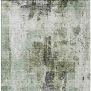 Homeroots 3' Stylish Mint Green And Gray Abstract Washable Area Rug For Indoor And Outdoor Spaces 5' X 8' Polyester 603144
