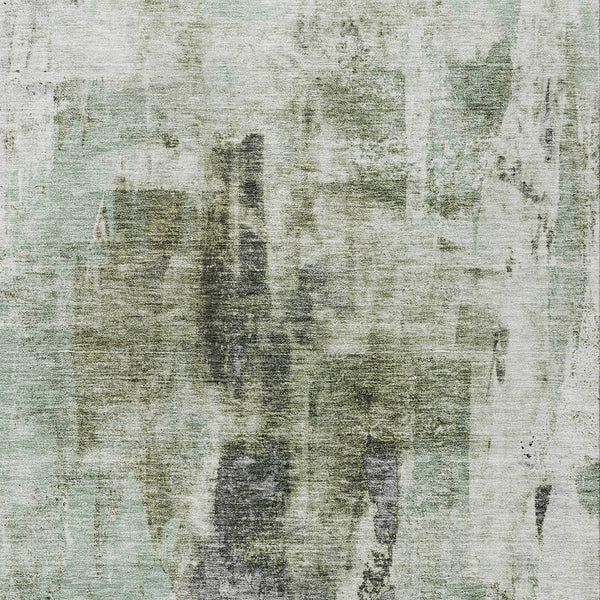 Homeroots 3' Stylish Mint Green And Gray Abstract Washable Area Rug For Indoor And Outdoor Spaces 8' X 10' Polyester 603146