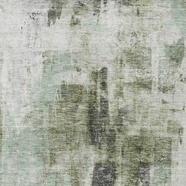 Homeroots 3' Stylish Mint Green And Gray Abstract Washable Area Rug For Indoor And Outdoor Spaces 9' X 12' Polyester 603147