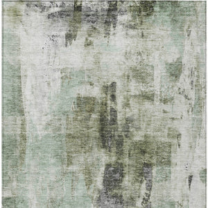 Homeroots 3' Stylish Mint Green And Gray Abstract Washable Area Rug For Indoor And Outdoor Spaces 10' X 14' Polyester 603148