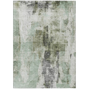 HomeRoots 5' Stylish Mint Green, Ivory & Gray Abstract Washable Area Rug for Indoor/Outdoor Spaces 10' X 14' 603148