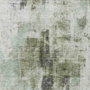 Homeroots 3' Stylish Mint Green And Gray Abstract Washable Area Rug For Indoor And Outdoor Spaces 10' X 14' Polyester 603148