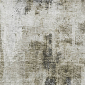 Homeroots 3' Stylish Mint Green And Gray Abstract Washable Area Rug For Indoor And Outdoor Spaces 3' X 5' Polyester 603149