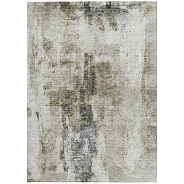 Homeroots 3' Stylish Mint Green And Gray Abstract Washable Area Rug For Indoor And Outdoor Spaces 5' X 8' Polyester 603150