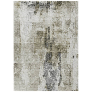HomeRoots 5' Abstract Taupe and Ivory Area Rug - Stylish, Washable Design for Indoor and Outdoor Spaces 5' X 8' 603150