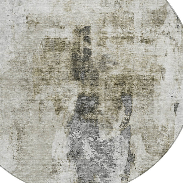 Homeroots 3' Stylish Mint Green And Gray Abstract Washable Area Rug For Indoor And Outdoor Spaces 8' Round Polyester 603151