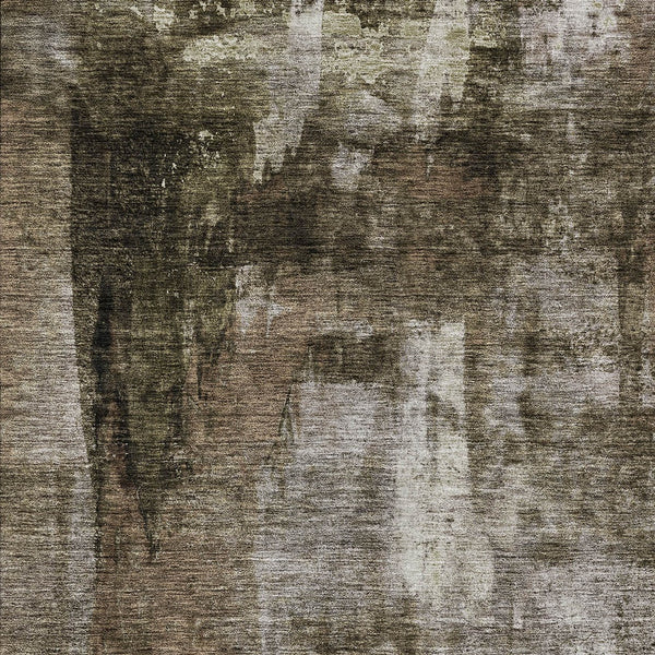 Homeroots 3' Stylish Brown Black And Beige Abstract Washable Area Rug For Indoor And Outdoor Spaces 3' X 5' Polyester 603155